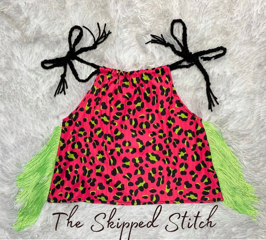 Neon Pink Leopard Tie Tank PREORDER